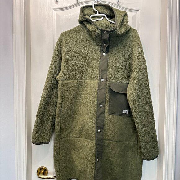 Northface Long Cragmont Polar Fleece Coat Jacket Green Size Medium Volcom - Picture 4 of 10